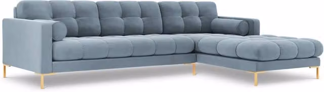 Divano angolare destro Bali di Cosmopolitan Design in velluto azzurro a 5 posti L/P/H: 293 x 185 x 75 cm – 1