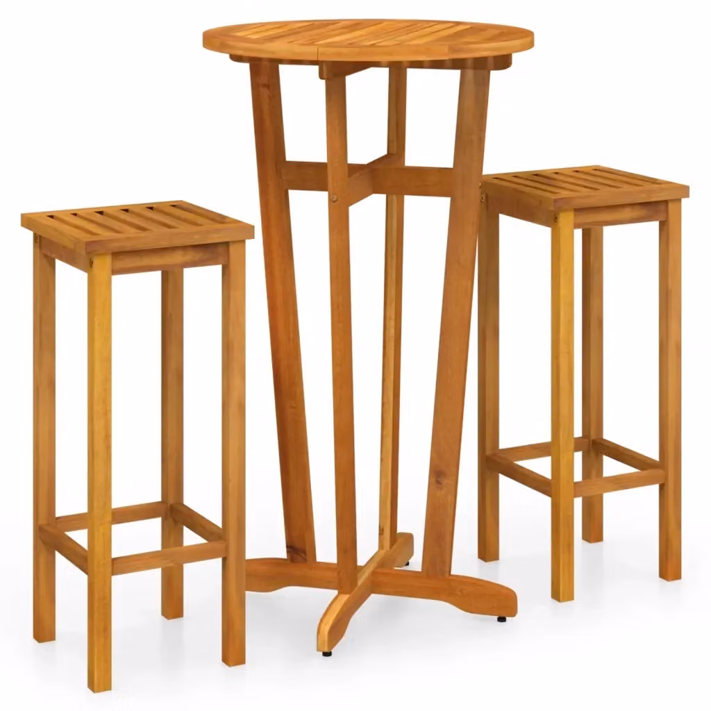 Set da Bar da Giardino 3 pz vidaXL in Legno di Acacia Marrone L/P/H: 105 x 60 x 30,5 cm – 2