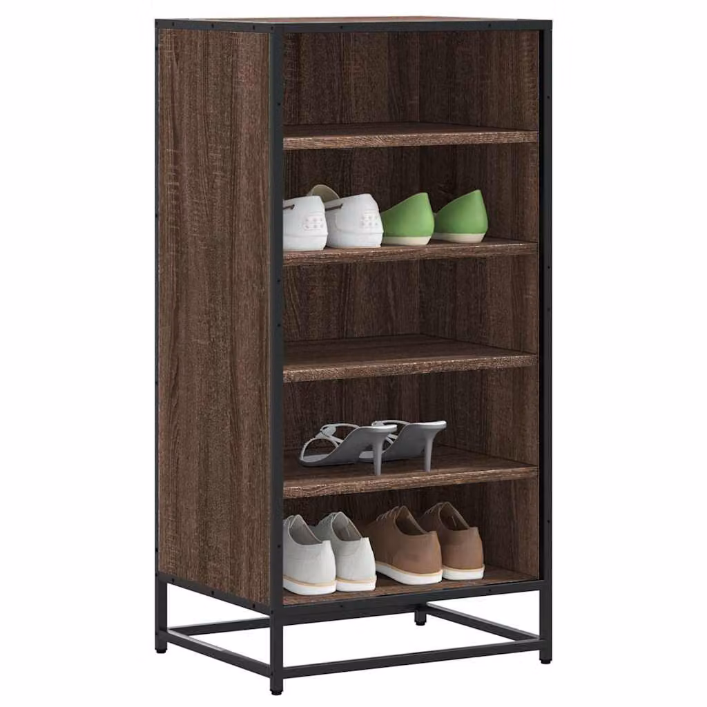 Scarpiera moderna vidaXL in legno e metallo marrone con ripiani piatti e ventilazione L/P/H: 48 x 38 x 97,5 cm