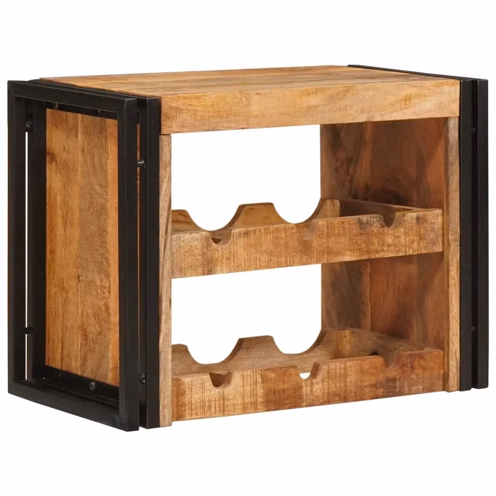 Portabottiglie in legno di mango massiccio e metallo stile industrial CFW7937858 L: 60 cm, P: 45 cm, H: 33 cm, colore marrone – 2
