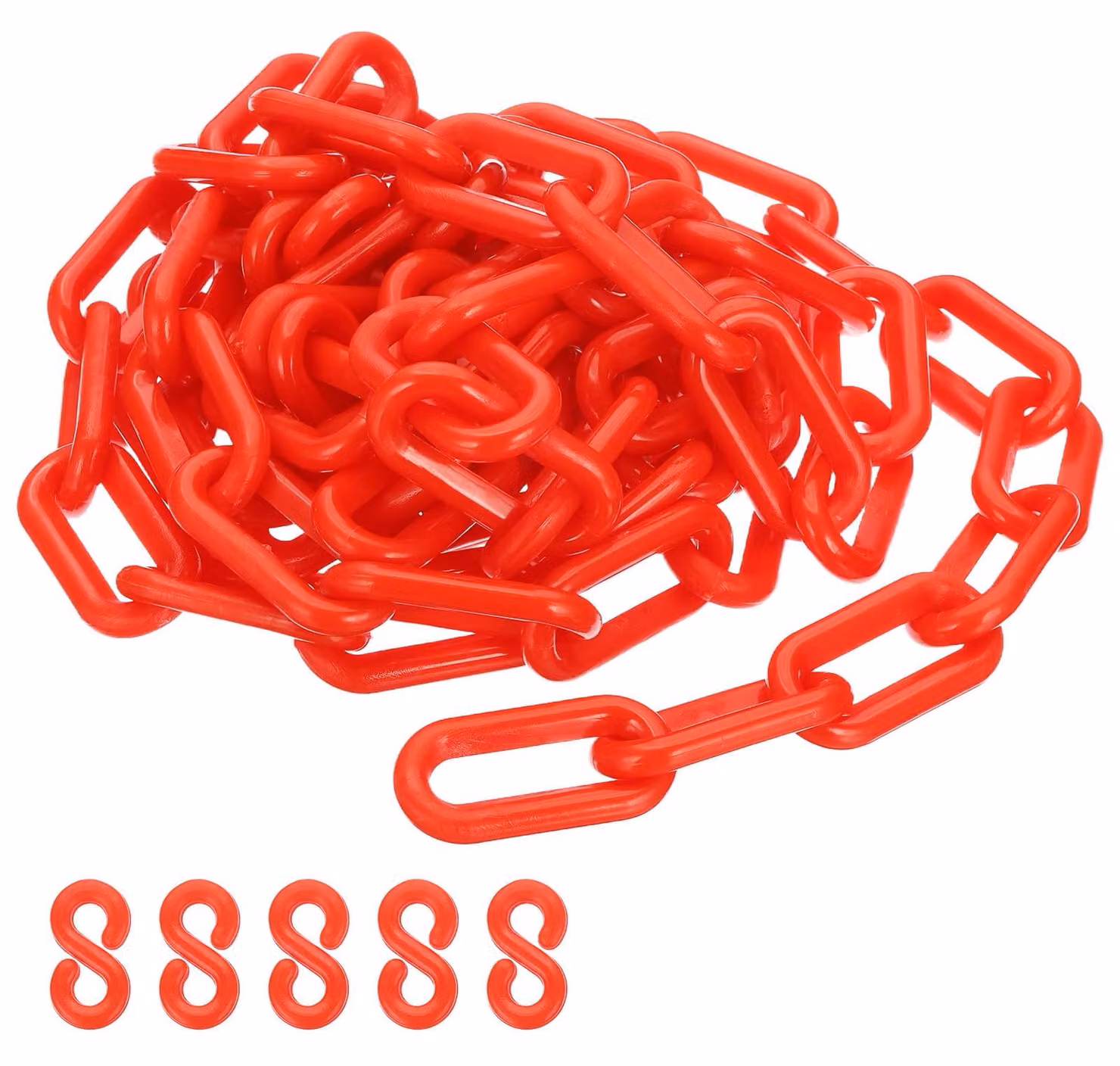 Catena in plastica rossa, 3 metri, 8 mm, per barriere di sicurezza e controllo del flusso di persone