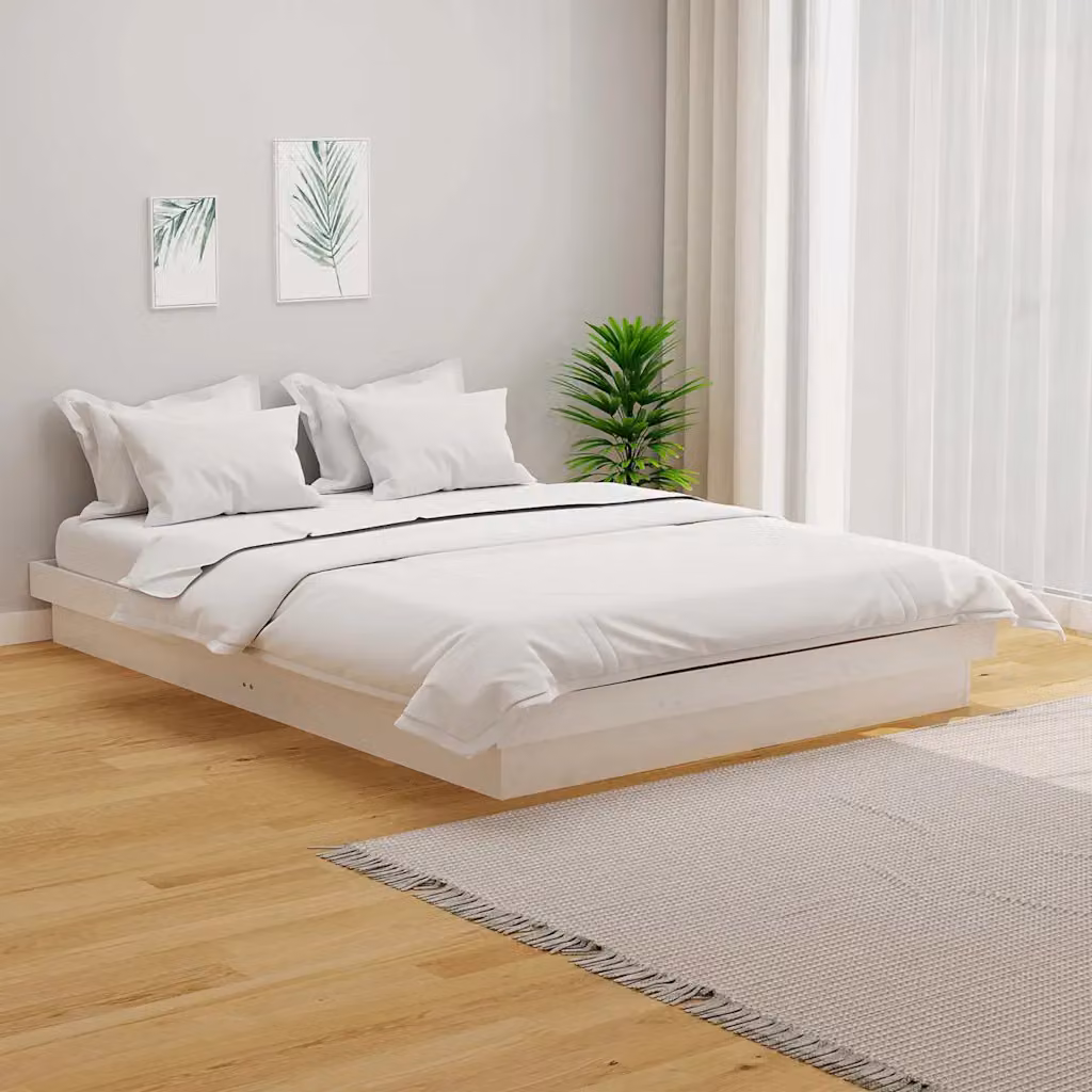 Giroletto King Size vidaXL in Legno di Pino Bianco con Doghe Fisse