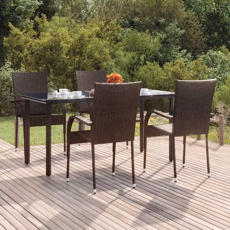 Maison Exclusive - Set da Pranzo da Giardino 5 pz Marrone in Polyrattan