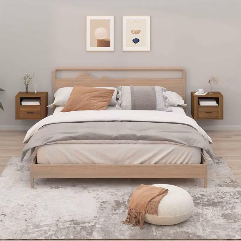 Set di 2 comodini da muro moderni vidaXL in rovere marrone L 50 cm x P 36 cm x H 40 cm