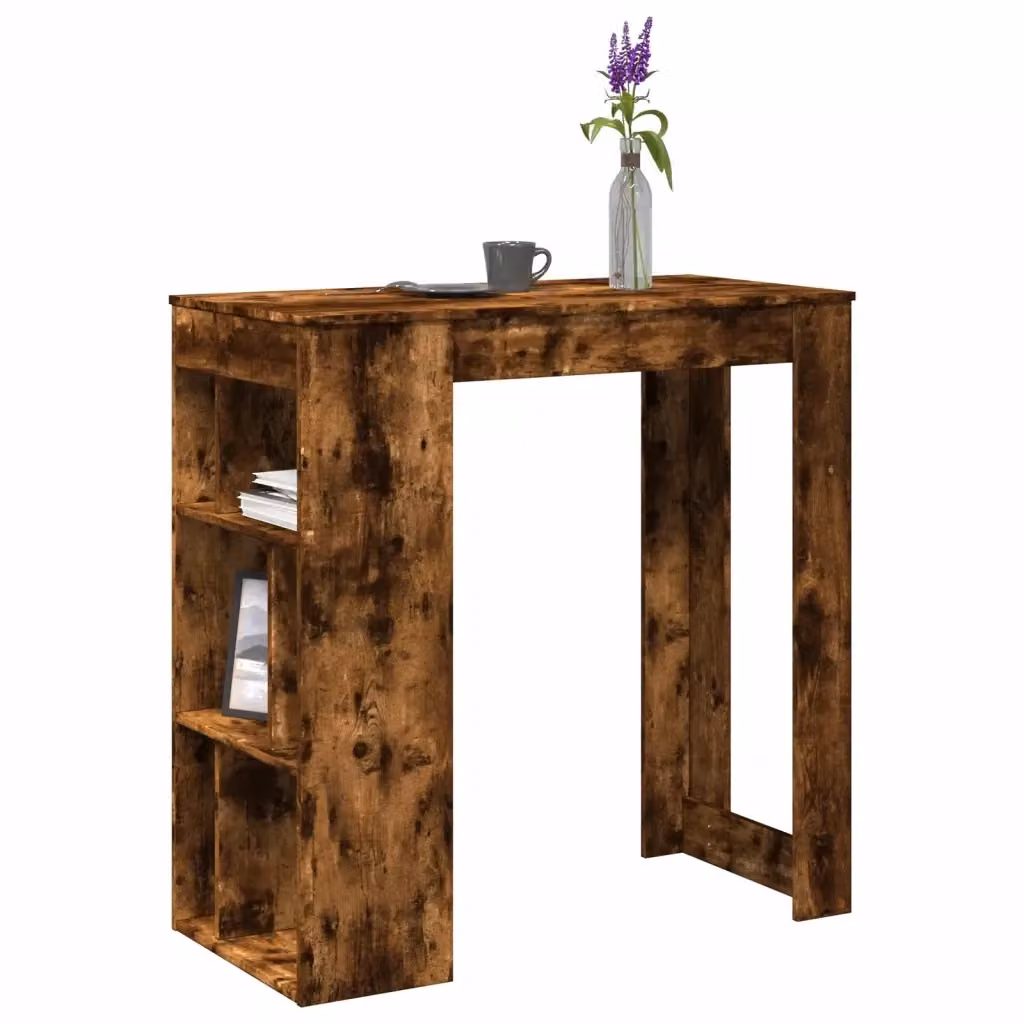 Tavolo Bar con Rastrelliera in Rovere Marrone, L: 102 cm, P: 50 cm, H: 103,5 cm – 2