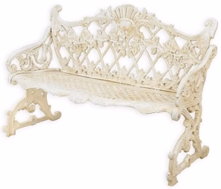 Casa Padrino Panca da giardino barocca bianco crema 117 x H. 81,5 cm - Magnifica panca da giardino in ghisa - Mobili da giardino in ghisa - Mobili da giardino barocchi - Mobili da giardino barocchi