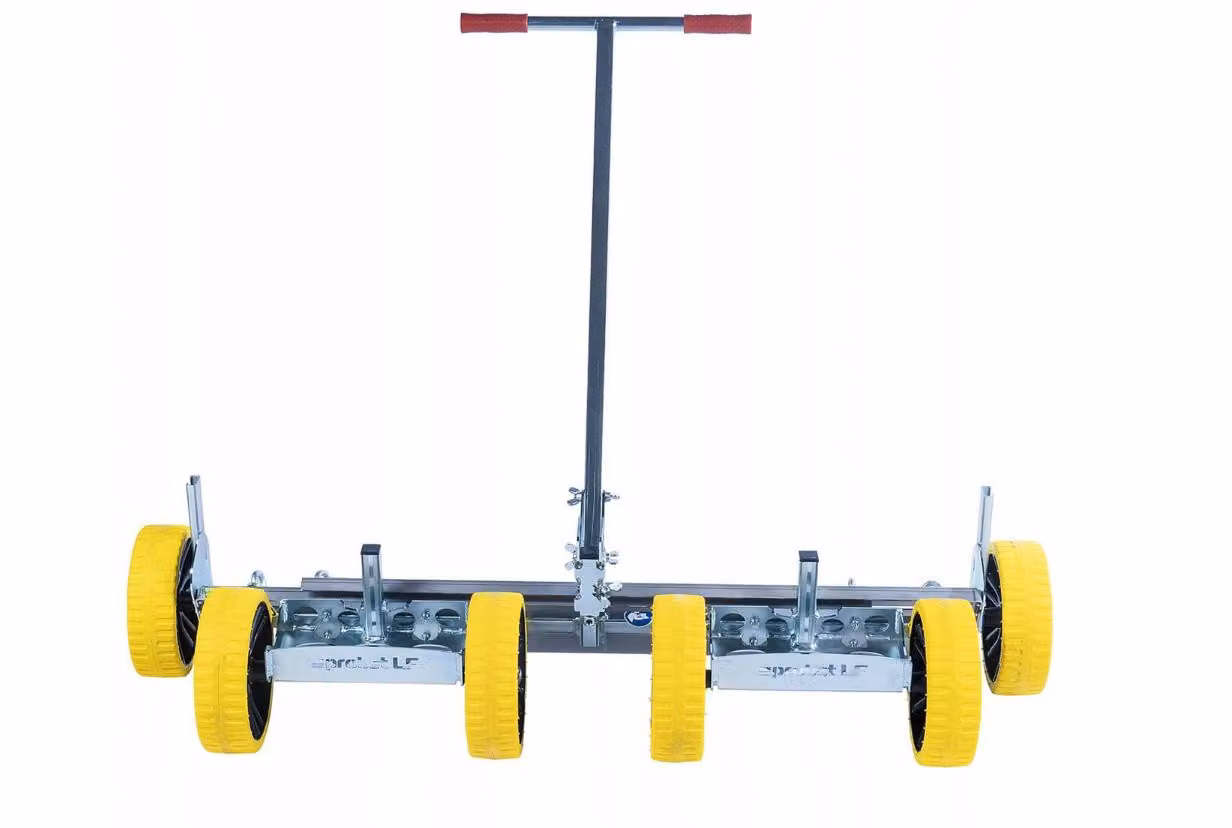Kit per sistema manuale di livellamento a mano, composto da: impugnature, sponda di livellamento, lunghezza regolabile da 750 a 1250 mm