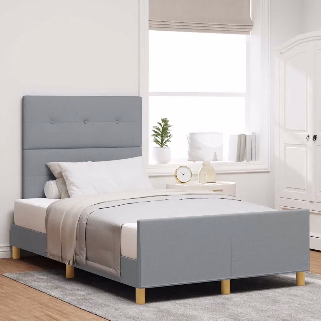 Struttura del letto moderna vidaXL in tessuto e legno, Grigio, L/P/H: 200 x 120 x 33 cm
