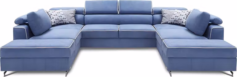 Wohnlandschaft Bettfunktion Stoff Ecksofa U-Form Couch Design Polster Textil