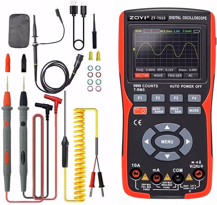 Multimetro digitale 2 in 1, strumento di misura ZOYI ZT-702S, sonda da 10 MHz