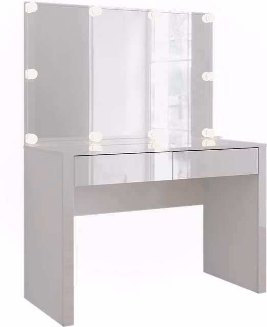 Tavolo da toilette Annabelle Bianco lucido/Bianco 110 cm con specchio e catena luminosa LED Vicco