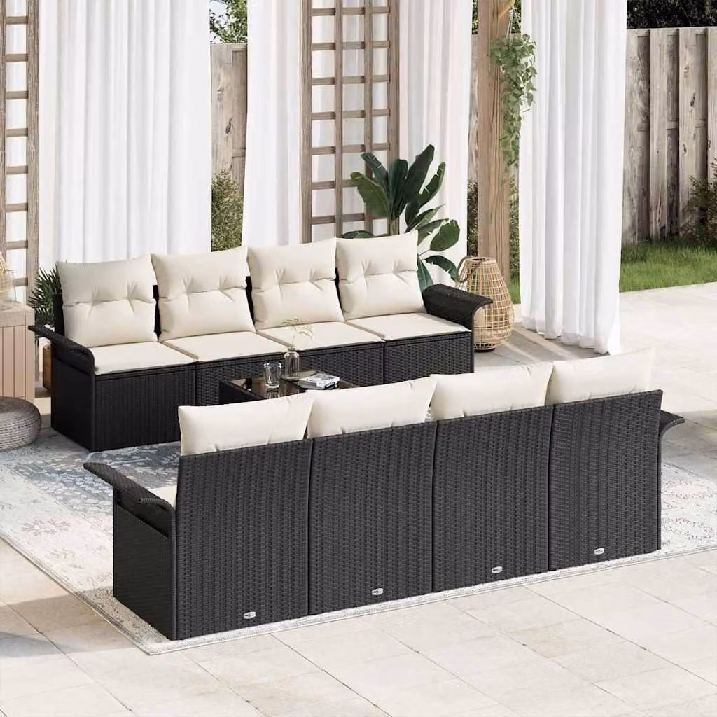 Maison Exclusive - Set Divano da Giardino 9 pcs Nero Poly Rattan