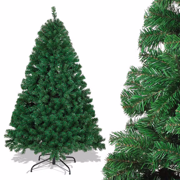 Albero di Natale artificiale Clanmacy 180 cm (Ø circa 106 cm) con 770 punte e sistema di ripiegamento a montaggio rapido, ignifugo, incluso supporto in metallo, verde