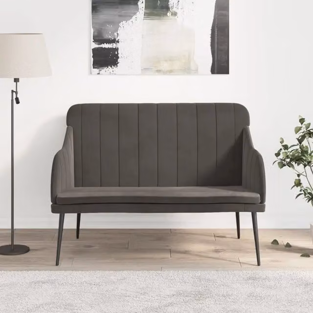 Panca-Sgabello Grigio Scuro 110x76x80 cm in Velluto 135854
