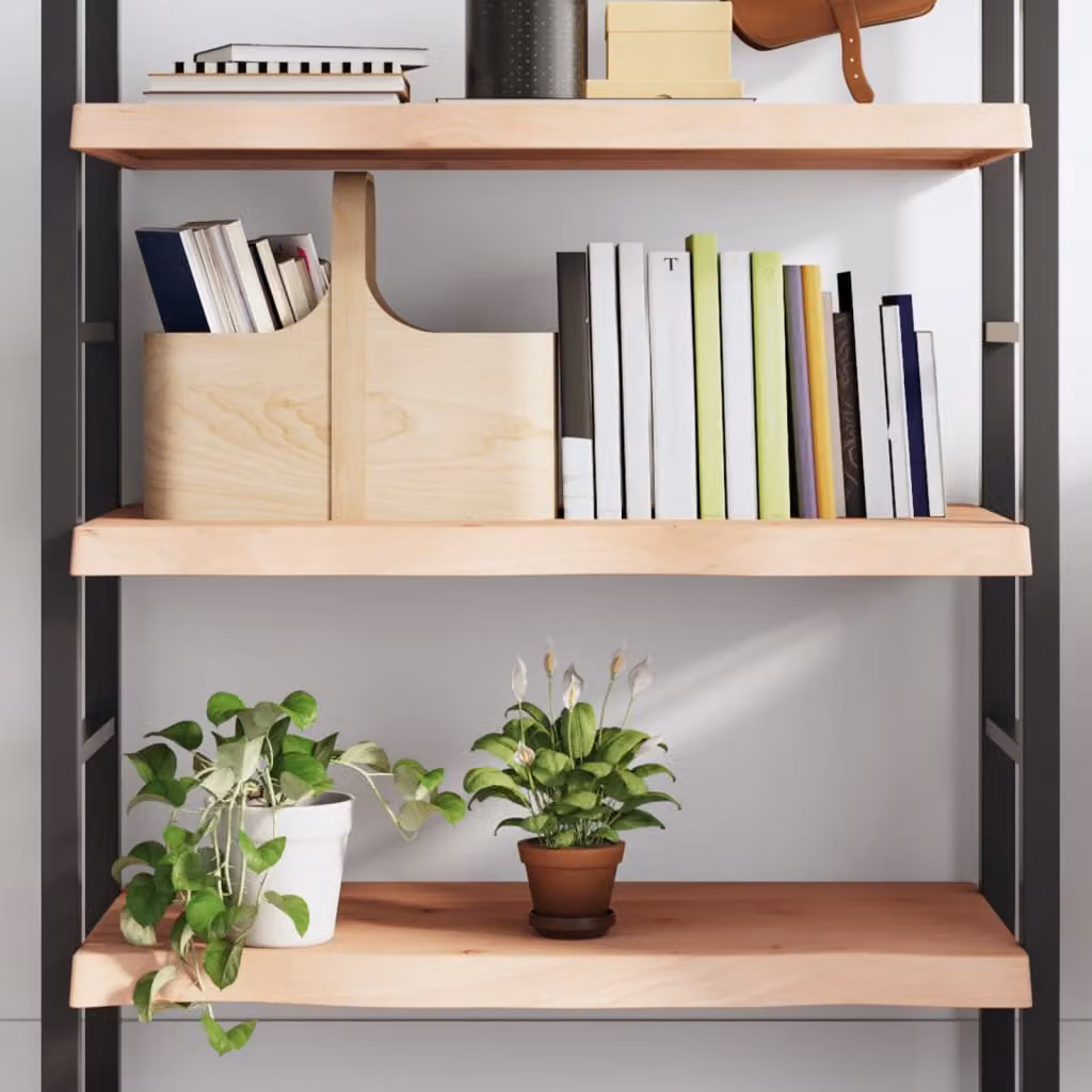 vidaXL Ripiano a Parete in Rovere Massello Non Trattato, Colore Marrone, L 80 cm x P 50 cm x H 3-6 cm