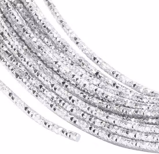 Filo di alluminio da 2 mm - Argento intrecciato - Lunghezza 10 metri - Taglio a diamante - Ideale per la creazione di gioielli - Texture per lavori artigianali