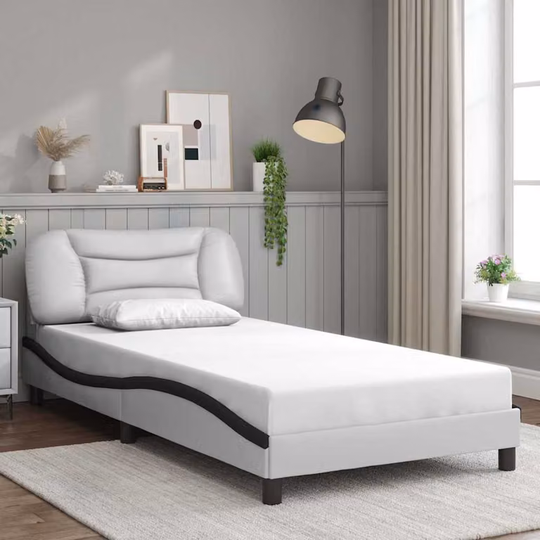 Giroletto senza materasso Hvar vidaXL in similpelle nero e bianco, L/P/H: 200 x 100 x 74,5 cm