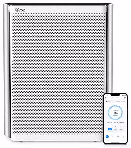 Purificatore d'aria intelligente Levoit EverestAir P Smart Silver per ambienti fino a 130mq con monitoraggio della qualità dell'aria e prefiltro lavabile LVEL551SA
