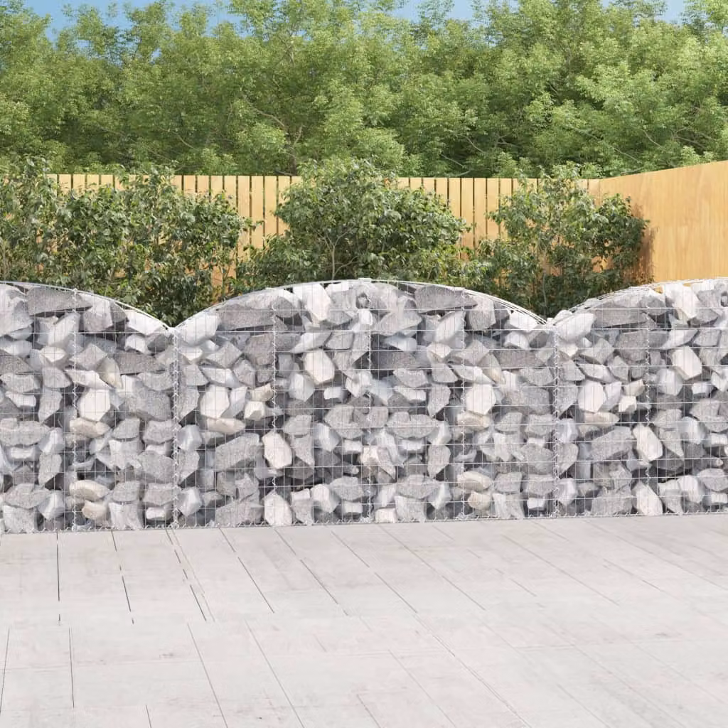 Cesto Gabbione ad Arco vidaXL in Acciaio Zincato Grigio L: 200 cm, P: 30 cm, H: 100/120 cm
