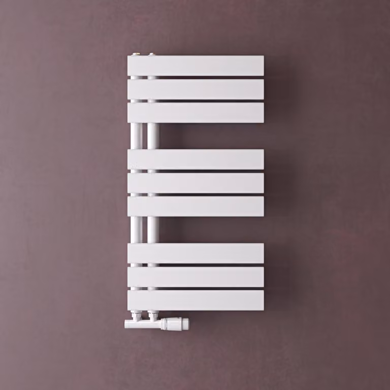 doporro Radiatore da Bagno 76x40cm, Radiatore Piatto Termoarredo da Bagno Riscaldamento Elettrico o da Acqua Calda FN Portasciugamani in Acciaio, Bianco