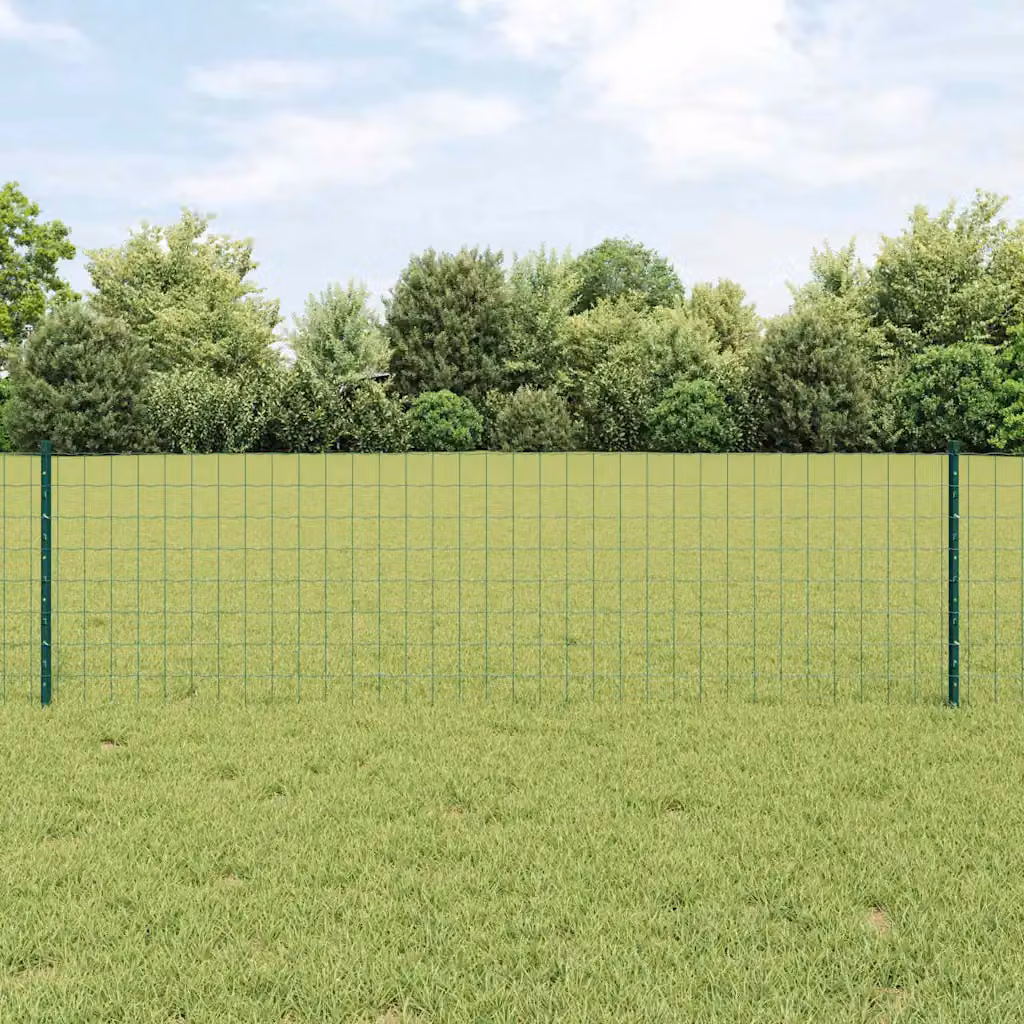 Recinzione Euro con palo vidaXL in acciaio rivestito in PVC verde, L: 25 m, H: 0,6 m