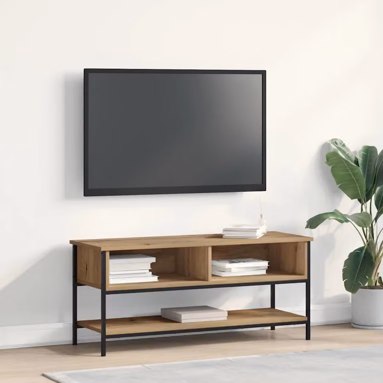 Set mobile TV moderno vidaXL in legno marrone con ruote L 100 cm x P 35 cm x H 45 cm