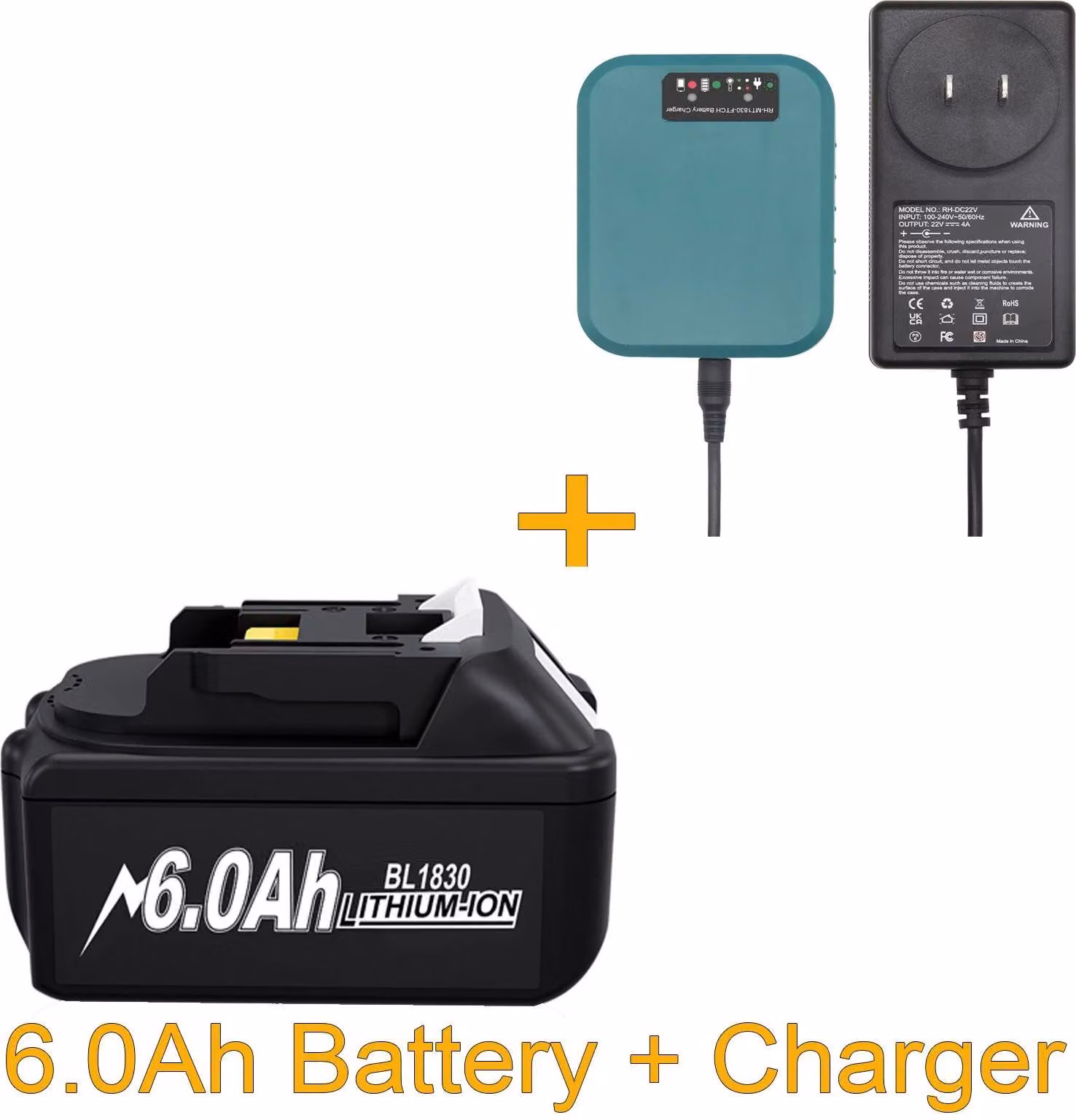 Batteria di ricambio Makita 18V Li-Ion, rosa, compatibile con BL1830/BL1840/BL1860/BL1890, con caricabatterie