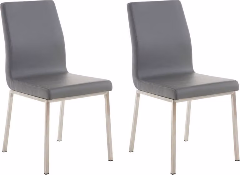 set di 2 sedie da pranzo in acciaio inox - Sedie di design - Seduta confortevole colore: grigio