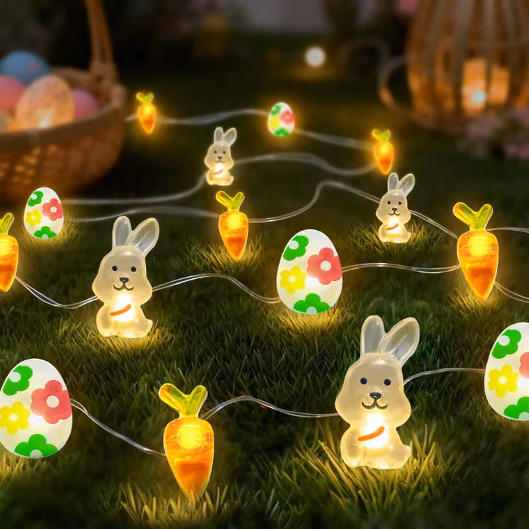 Catena luminosa a LED per decorazioni pasquali, lunghezza 3 metri, 30 luci, multicolore, alimentata a batteria