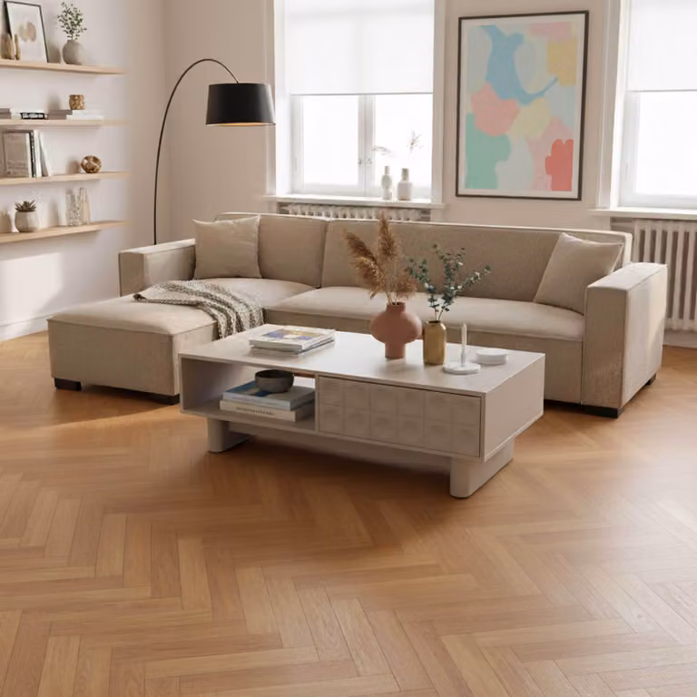 Tavolino rettangolare L120 cm beige - Oviala Octave