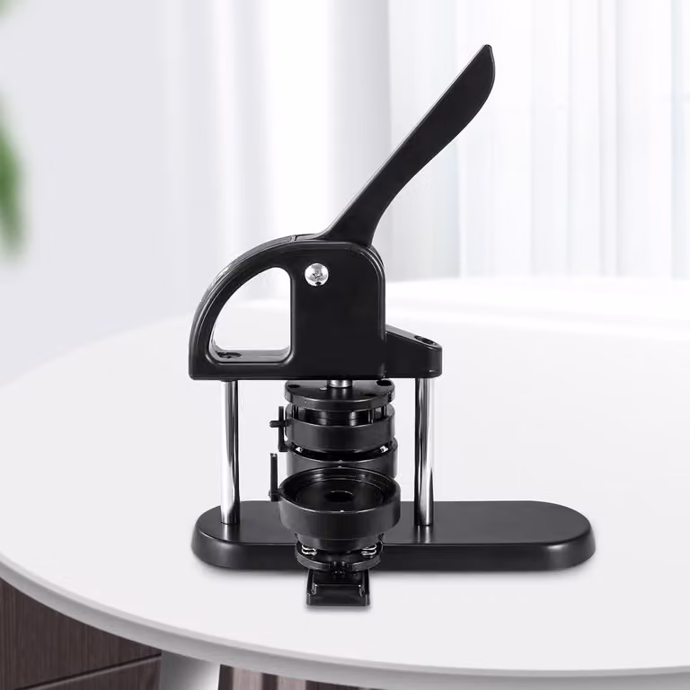 Macchina per bottoni - con componenti per bottoni - Impugnatura ergonomica a forma di arco - Attrezzo per creare bottoni fai-da-te - Colore nero