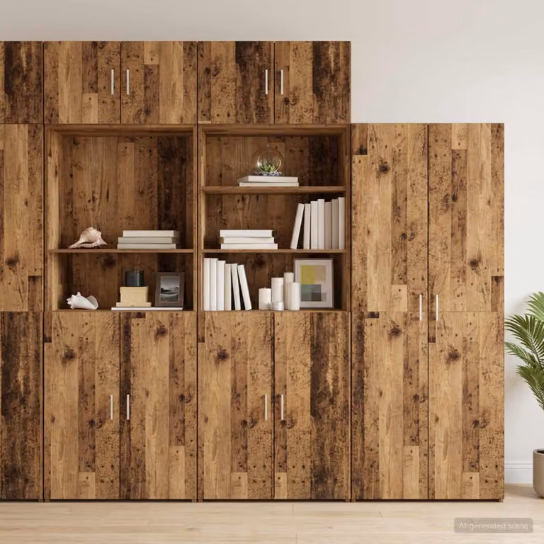 Armadio da conservazione moderno vidaXL in legno marrone con ripiani e ante a battente L/P/H: 70 x 42,5 x 225 cm