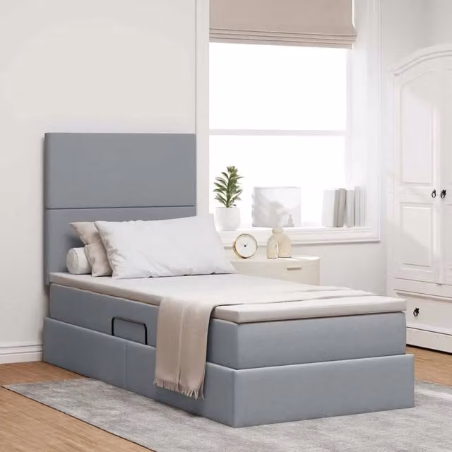 Letto con contenitore e materasso vidaXL Grigio, L/P/H: 100 x 200 x 128 cm – 1