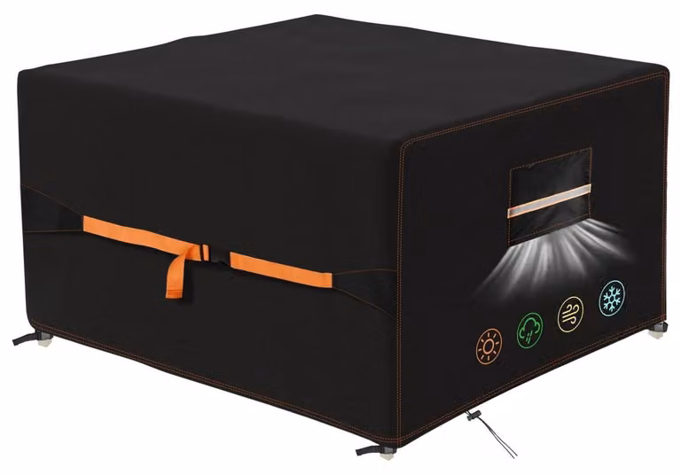 Copertura protettiva per mobili da giardino, 135x135x75 cm, tessuto Oxford 420D, colore nero, con finestra di ventilazione