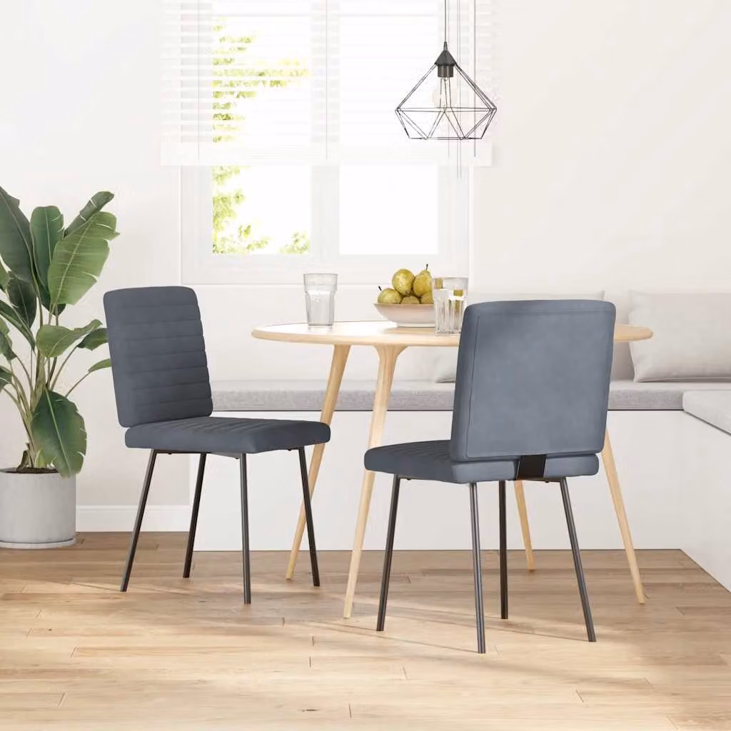 Set di 2 sedie da pranzo vidaXL in velluto grigio con struttura in metallo e legno per soggiorno o cucina