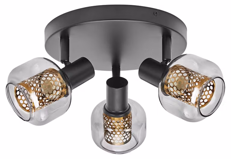OSRAM DECOR Spot Firefly applique, 3x2,8W, E14, 750lm, 2700K, bianco caldo, IP20, metallo/vetro, 365mm, nero, LED incluso e sostituibile