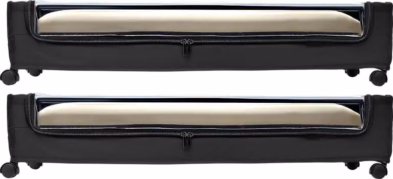 SucceBuy cassettiera sotto letto in resistente tessuto Oxford, set da 2, arrotolabile (770 x 470 x 173 mm), contenitore sotto letto con coperchio trasparente, pratico contenitore per abiti e scarpe