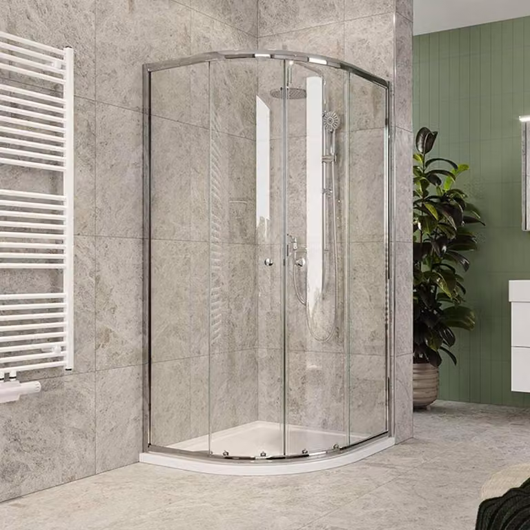 Mereo Cabina doccia, Kora Lite, a quarto di cerchio, R 550, a scomparsa, 90x90 cm, cromo ALU, vetro trasparente - CK35123Z