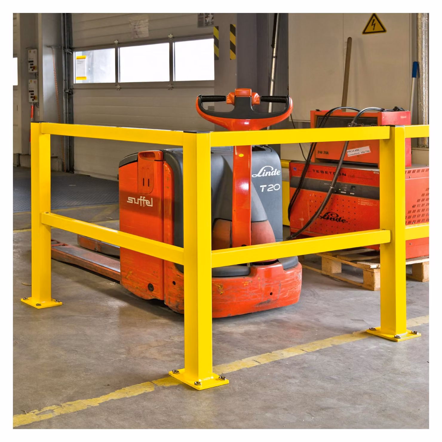 Parapetto di protezione, traversa, 60x40 mm, larghezza 1000 mm, plastificato giallo, viti di montaggio incluse