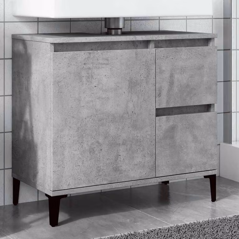 Mobile Lavabo da Bagno vidaXL Grigio Rovere con Ante e Cassetti L 65 x P 33 x H 60 cm