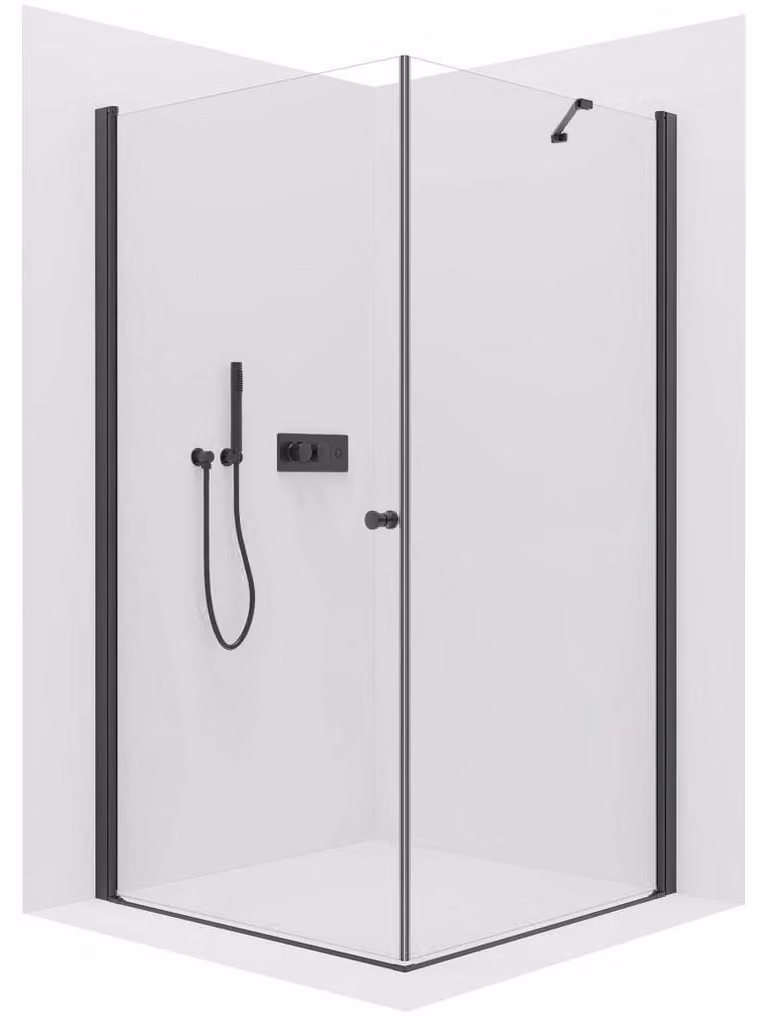 CERANO - Box doccia Antelo L/P - 6 mm - nero opaco, vetro trasparente - 110x60x190 cm - girevole
