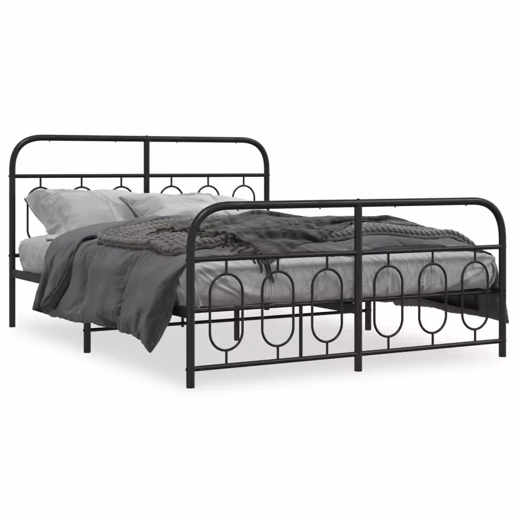 Giroletto vidaXL con testiera e pediera in metallo nero L/P/H: 150 x 200 x 156 cm – 2