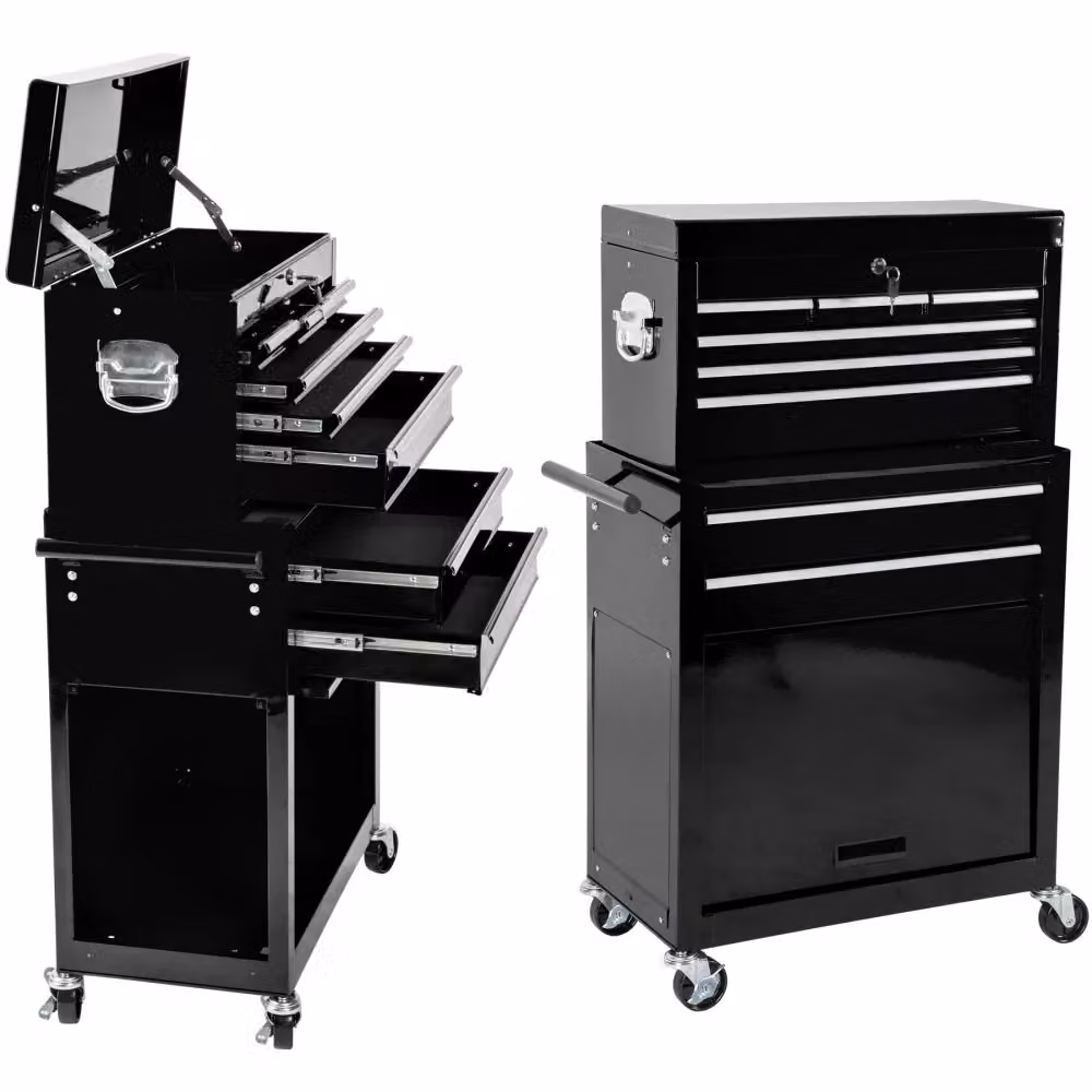Carrello da officina con 8 cassetti in acciaio nero con ruote L/P/H: 70,0 x 33,0 x 69,0 cm – 2