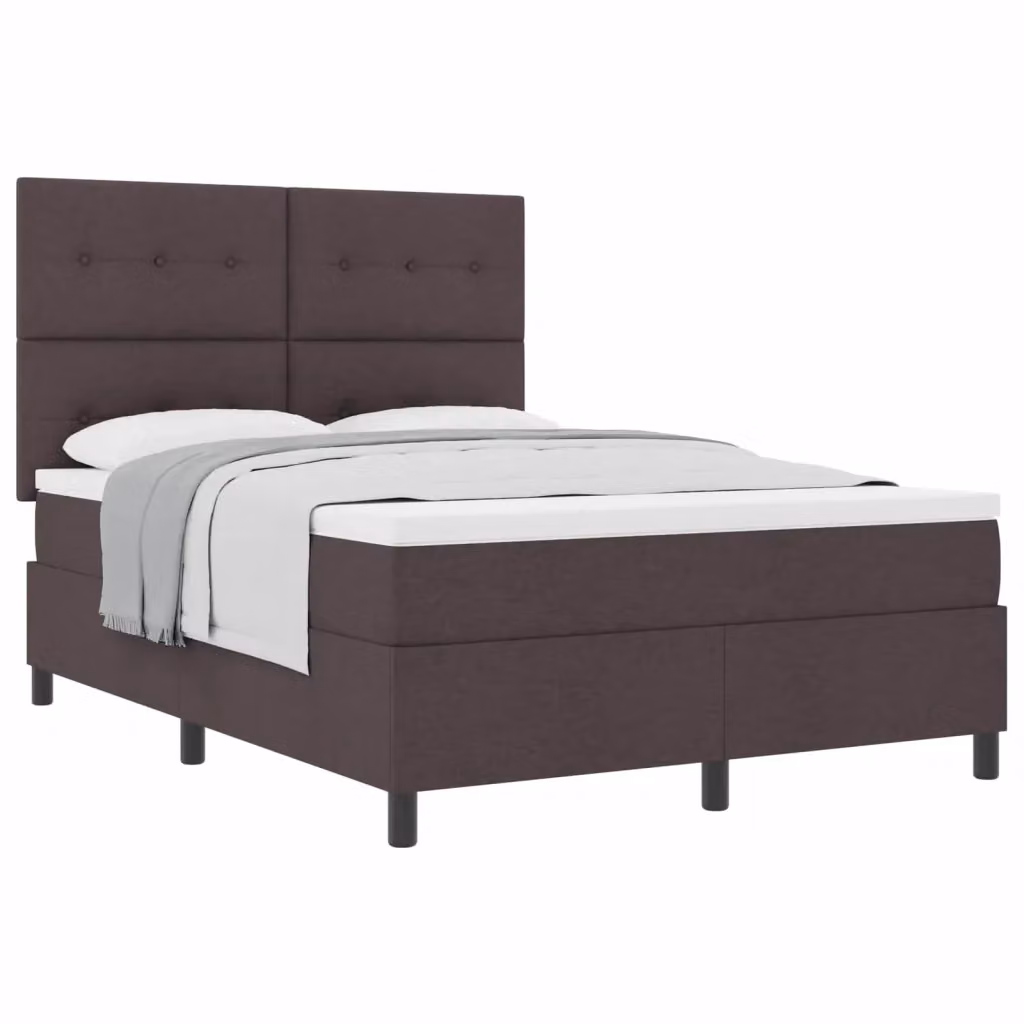 Letto a molle con testiera vidaXL in tessuto marrone L: 140 cm, P: 190 cm – 2