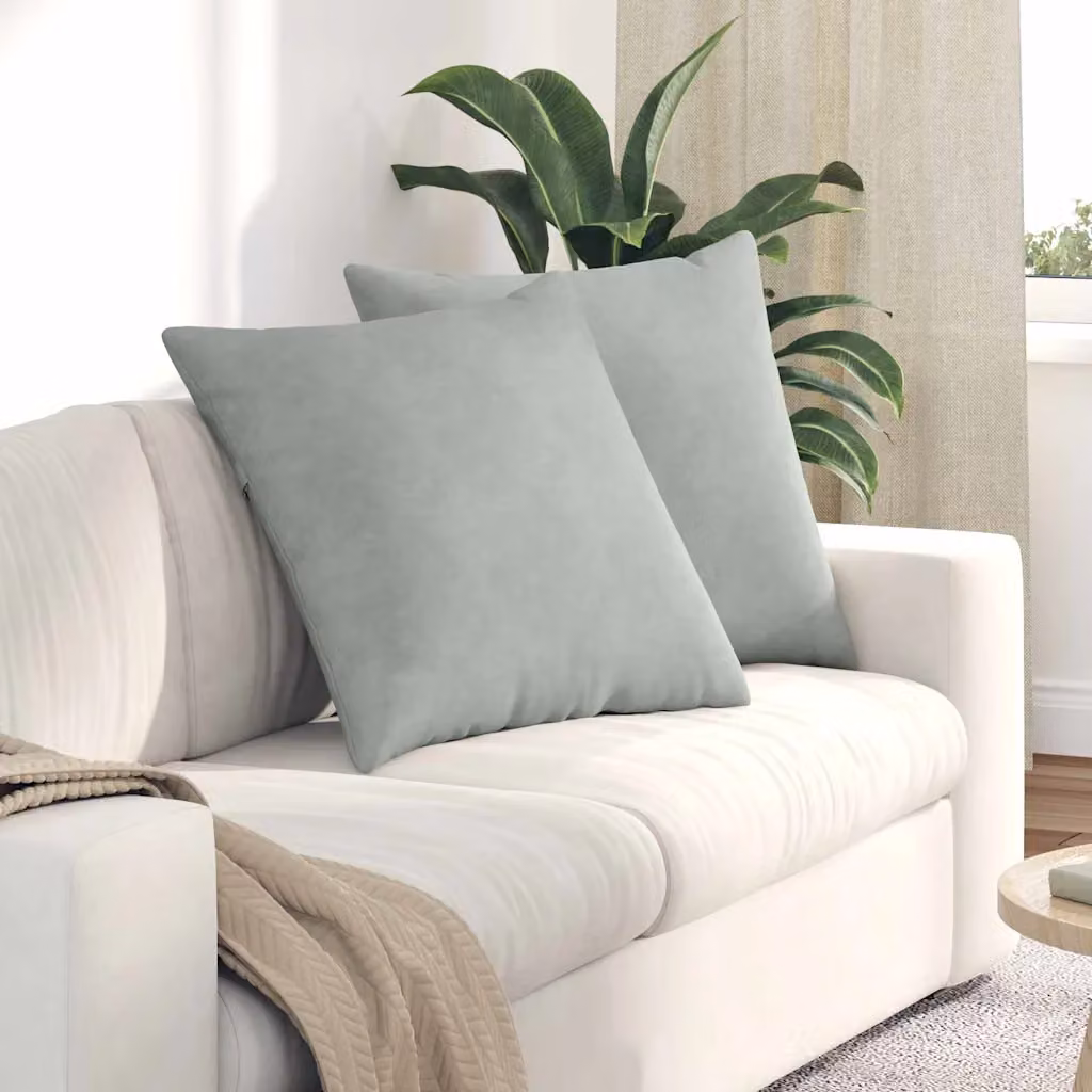 Set di 2 cuscini da divano quadrati vidaXL in velluto a coste grigio, L 80 x L 80 cm