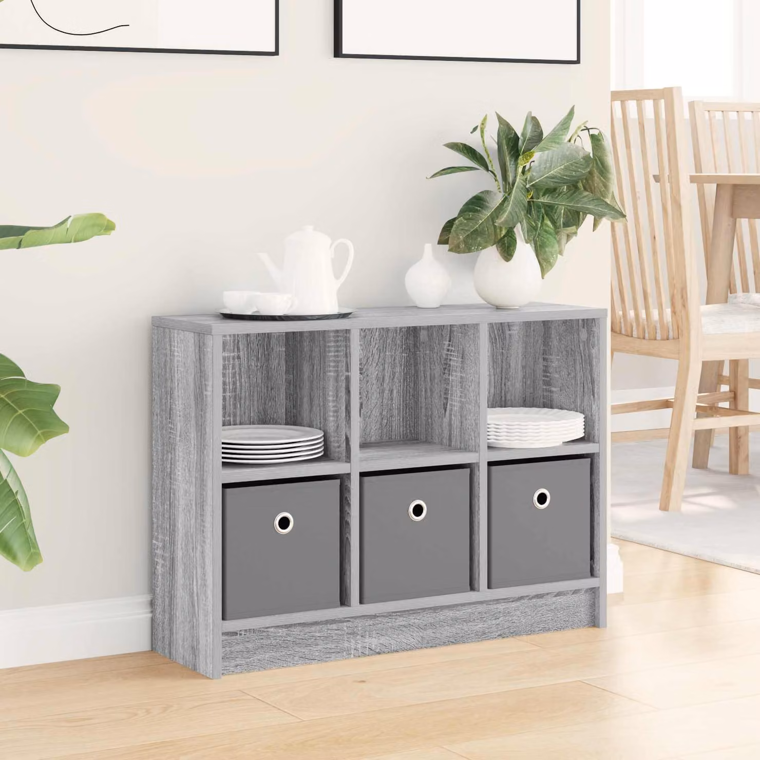Credenza moderna vidaXL in MDF Grigio Sonoma L: 73,5 cm, P: 22,5 cm, H: 53,5 cm
