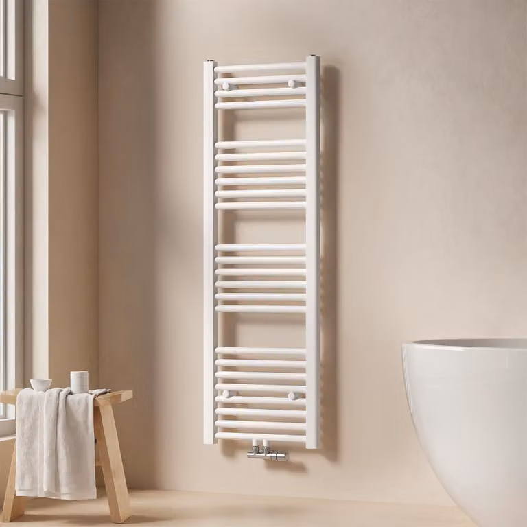 EMKE radiatore bagno asciugamani radiatore 40x120cm 427 Watt di potenza bianco radiatore bagno attacco centrale riscaldamento senza elemento riscaldante