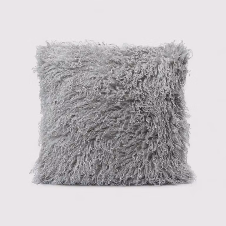 Ormosia - Cuscino quadrato grigio in poliestere effetto mongolian