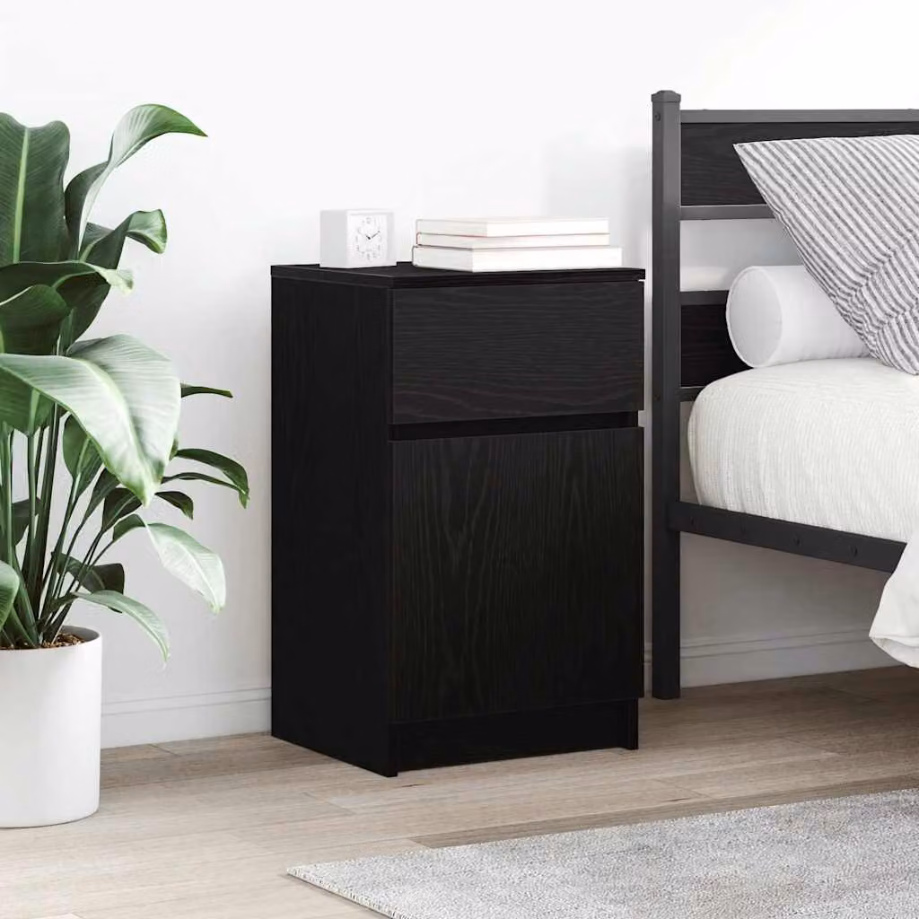 vidaXL Comodino Moderno a Parete in Legno e MDF, L/P/H: 39 x 35 x 65 cm, Nero