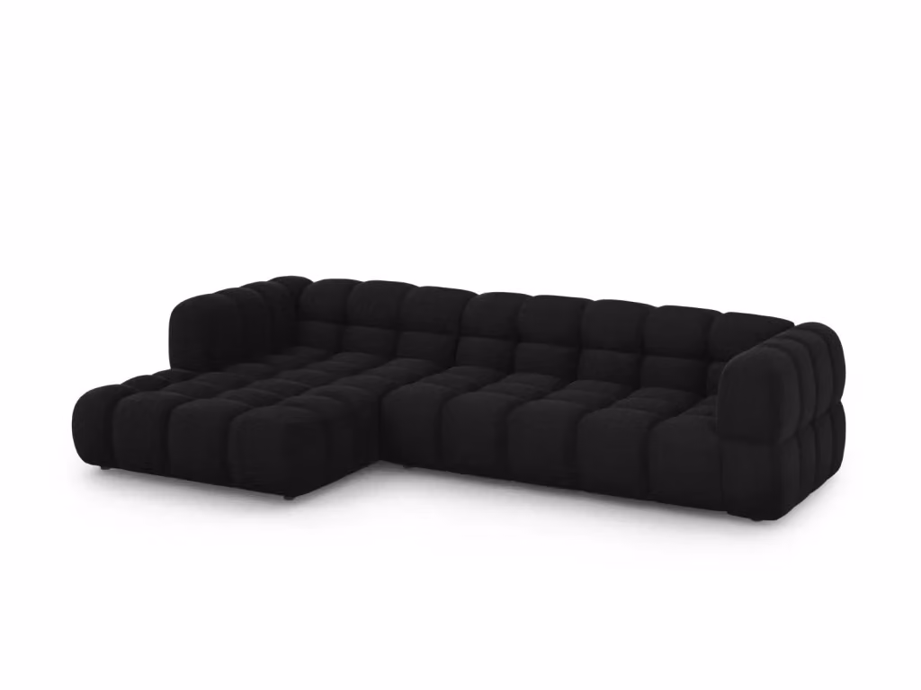 Divano angolare modulare Sky di Cosmopolitan Design, modello a 4 posti con orientamento sinistro, rivestimento in velluto nero, L: 300 cm, P: 174 cm, H: 75 cm – 2